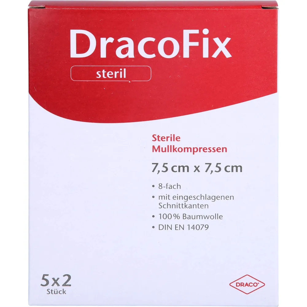 Dracofix Peel Kompressen 7,5x7,5 cm steril 8fach 10 St