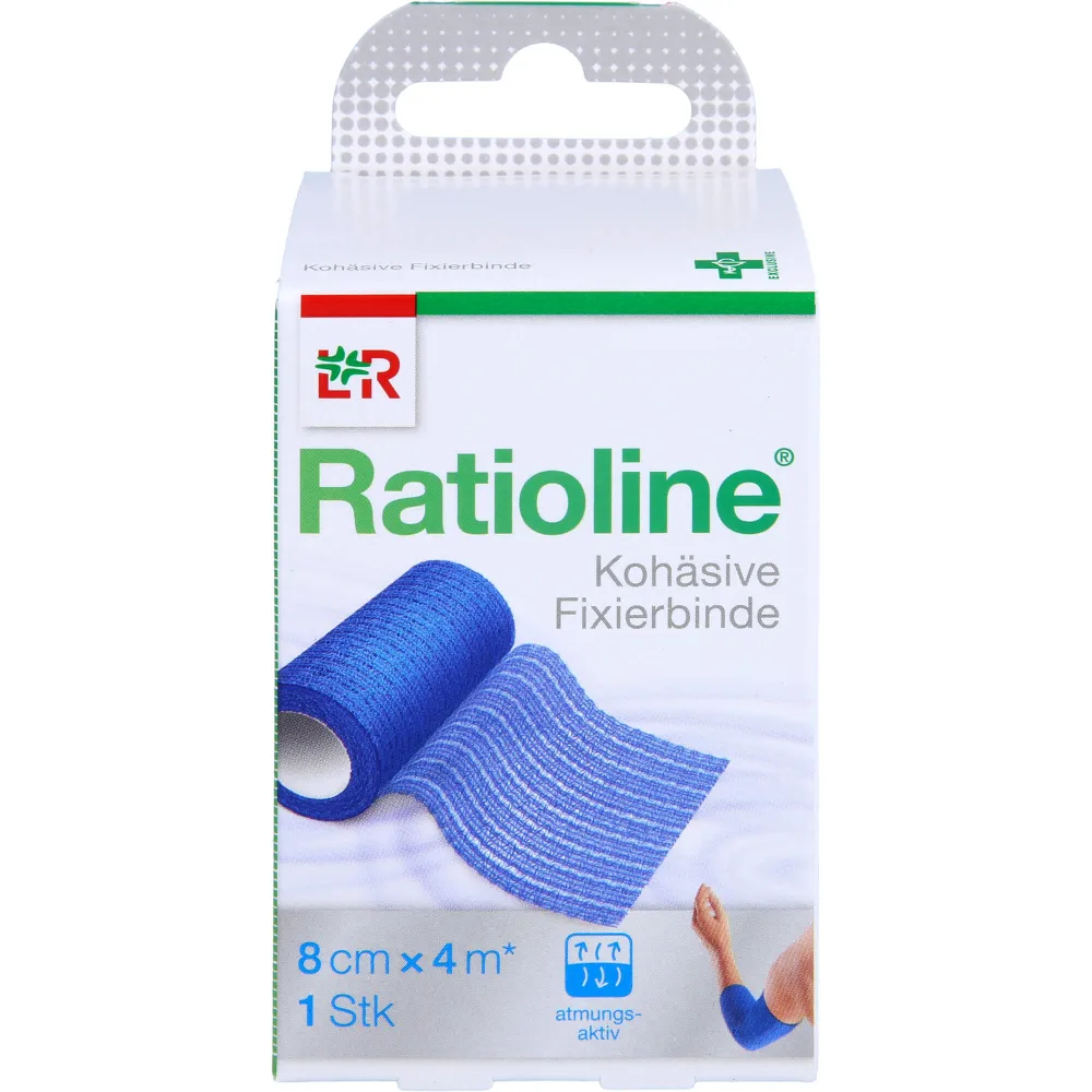 Ratioline acute Fixierbinde kohäsiv 8 cmx4 m blau 1 St