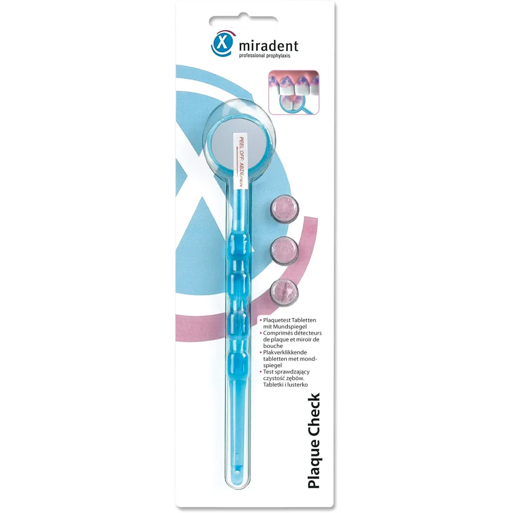 Miradent Plaquetest Mira2+Spiegel blau transparent 1 St