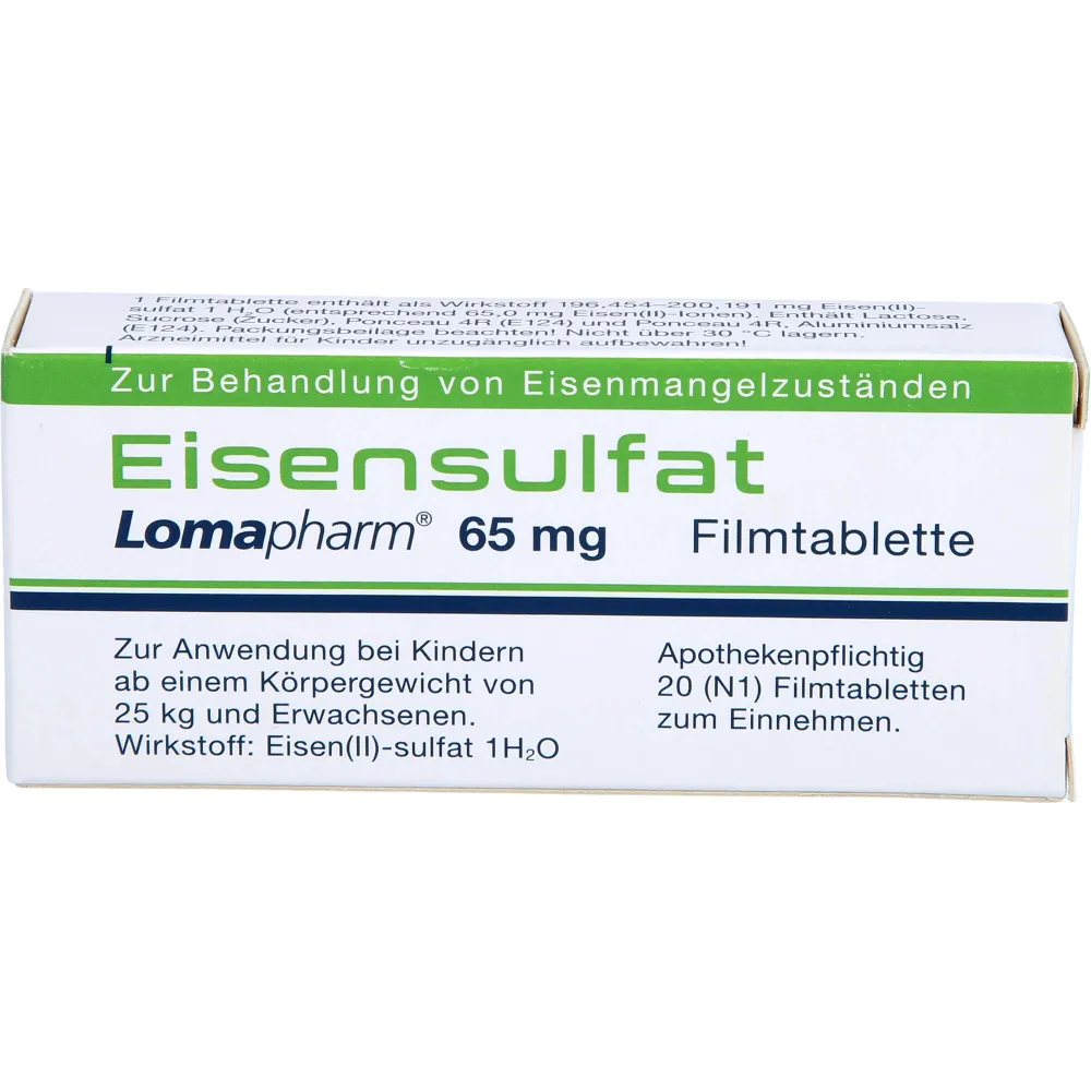 Eisensulfat Lomapharm 65 mg überzogene Tab. 20 St