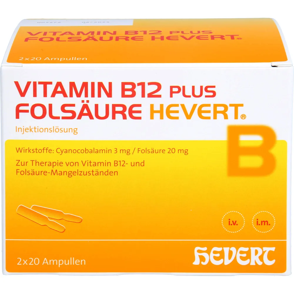 Vitamin B12 Plus Folsäure Hevert a 2 ml Ampullen 80 ml