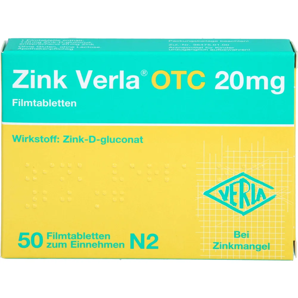 Zink Verla Otc 20 mg Filmtabletten 50 St