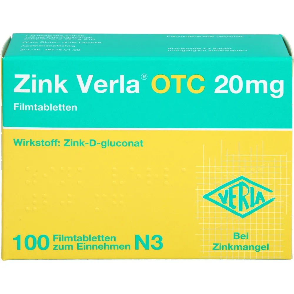 Zink Verla Otc 20 mg Filmtabletten 100 St