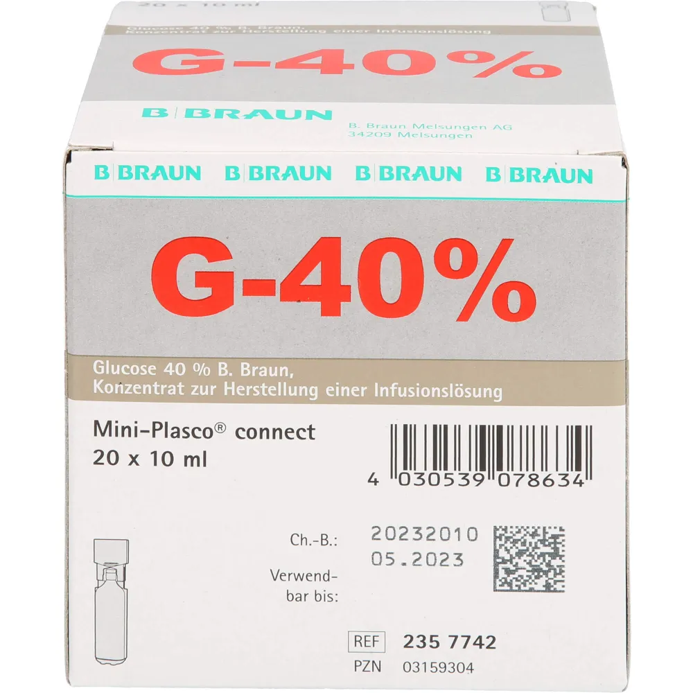 Glucose 40% B.Braun Mini Plasco connect Inf.-L.-K. 200 ml