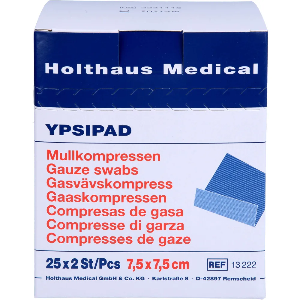 Mullkompressen Ypsipad 7,5x7,5 cm steril 8fach 50 St