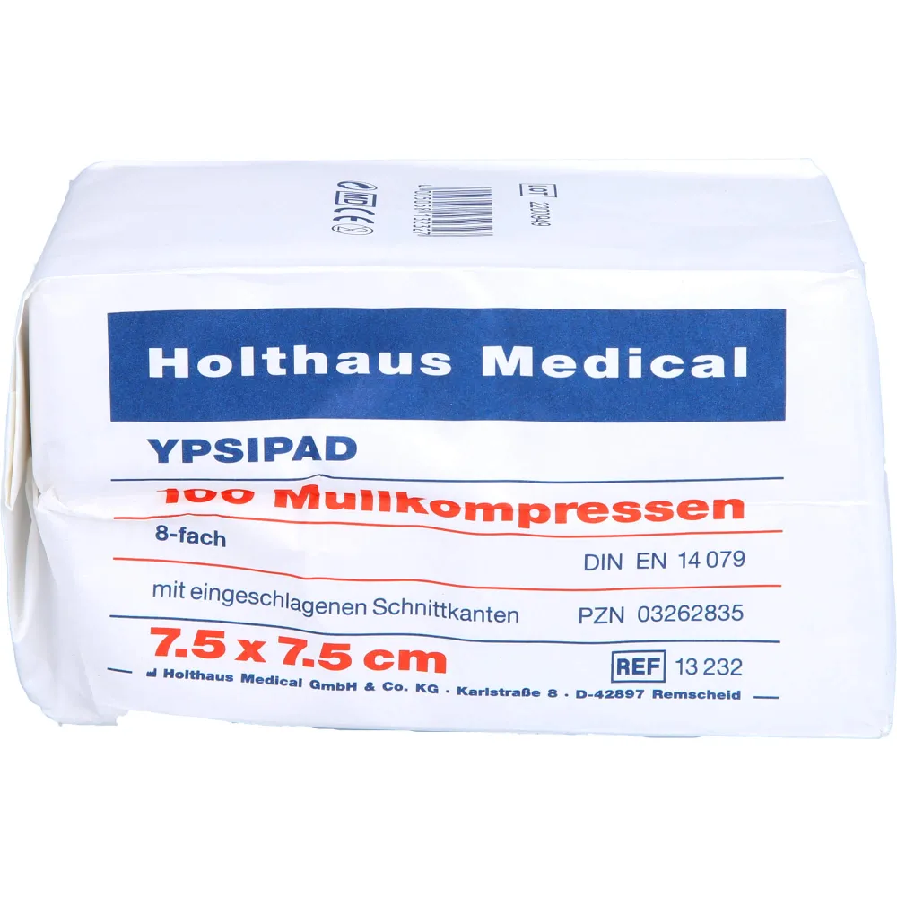 Mullkompressen Ypsipad 7,5x7,5 cm unsteril 8fach 100 St
