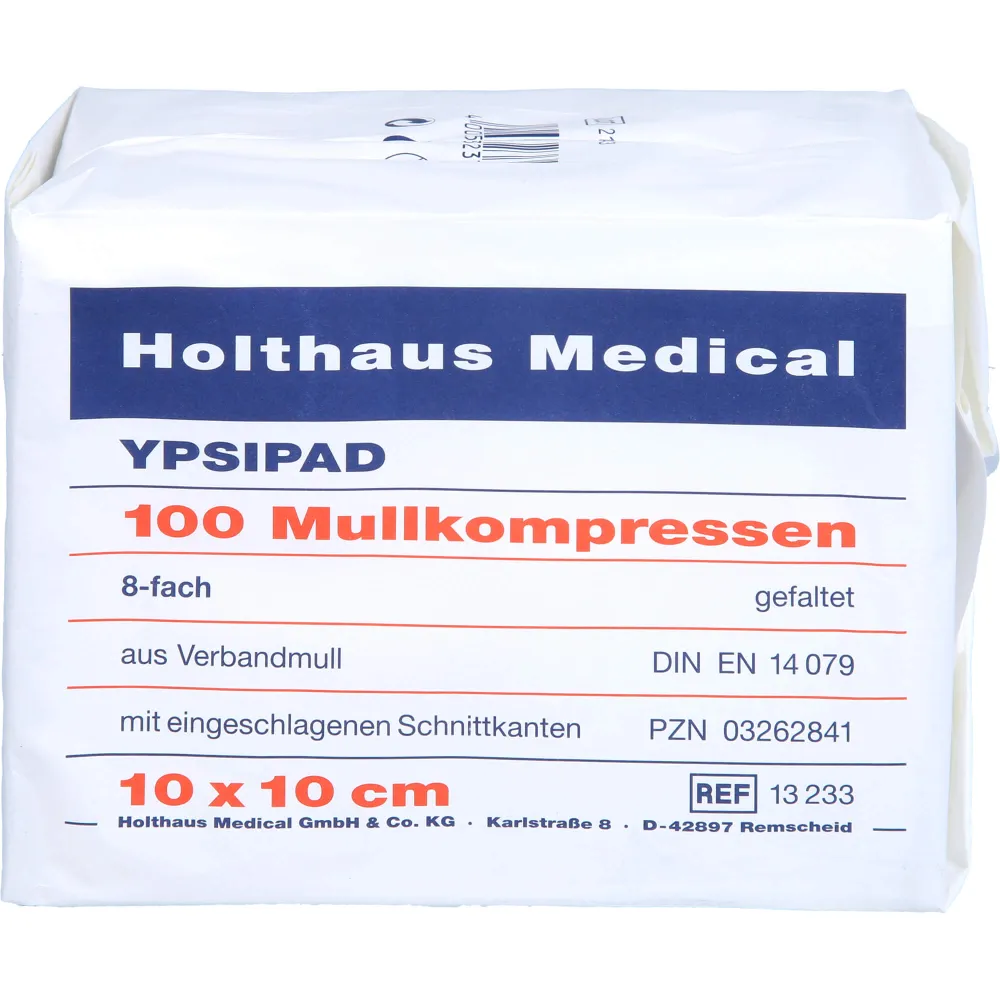 Mullkompressen Ypsipad 10x10 cm unsteril 8fach 100 St