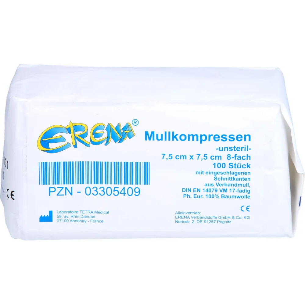 Erena Mullkompr.7,5x7,5 cm unsteril 8fach 100 St