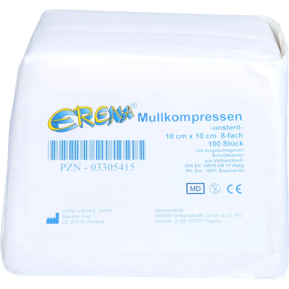 Erena Mullkompr.10x10 cm unsteril 8fach 100 St
