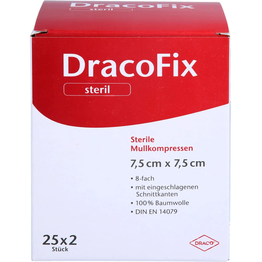 Dracofix Peel Kompressen 7,5x7,5 cm steril 8fach 50 St