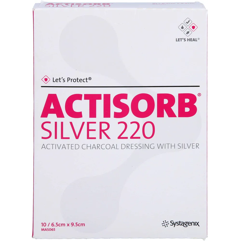 Actisorb 220 Silver 6,5x9,5 cm steril Kompressen 10 St