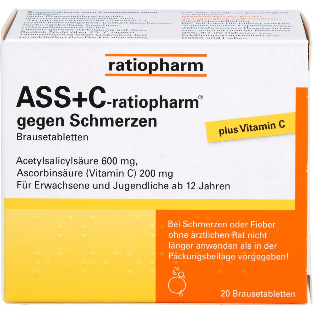 Ass + C-ratiopharm gegen Schmerzen Brausetabletten 20 St