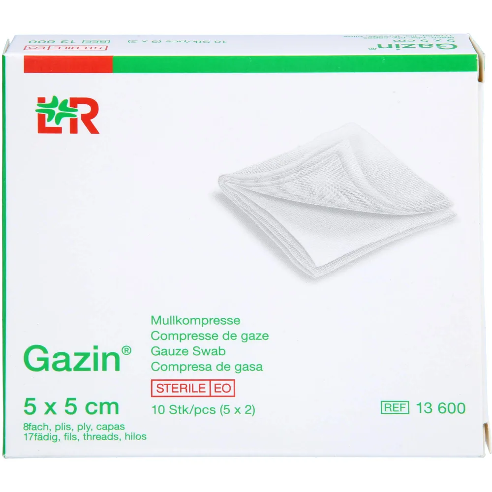 Gazin Mullkomp.5x5 cm steril 8fach 10 St