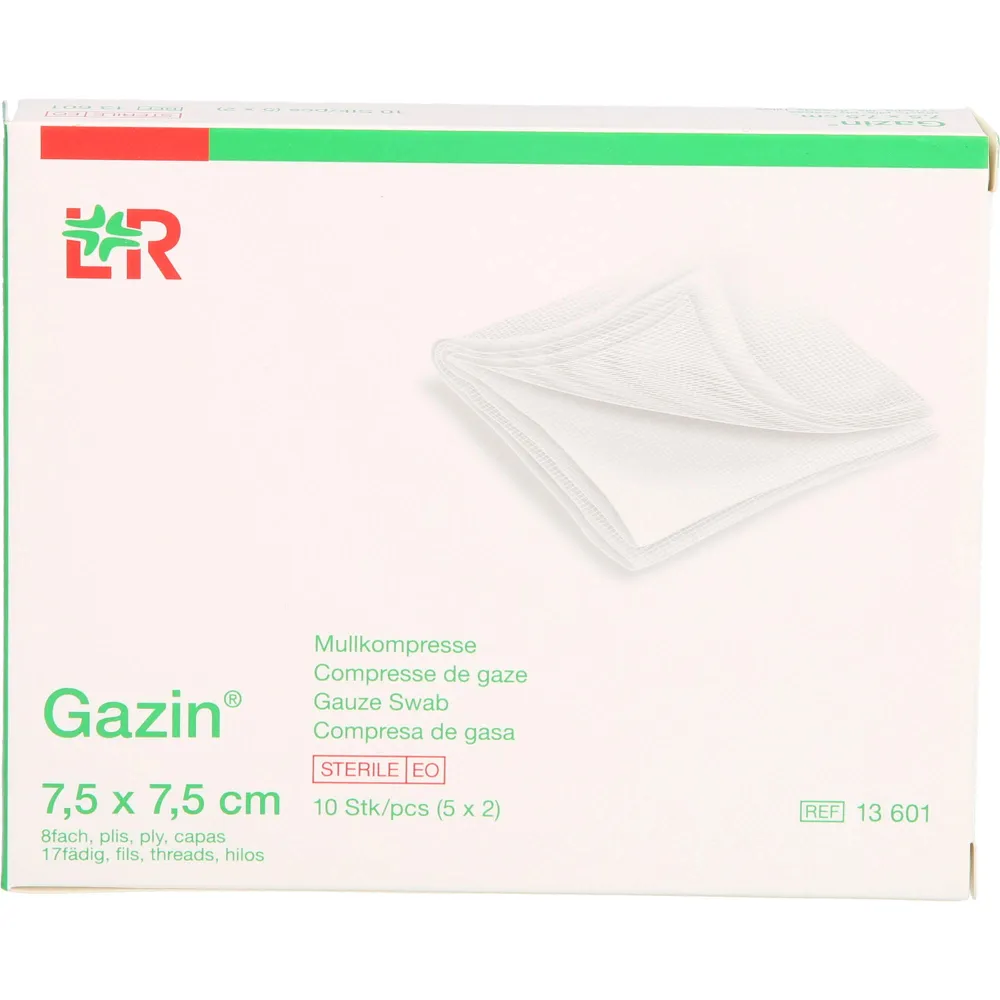 Gazin Mullkomp.7,5x7,5 cm steril 8fach 10 St