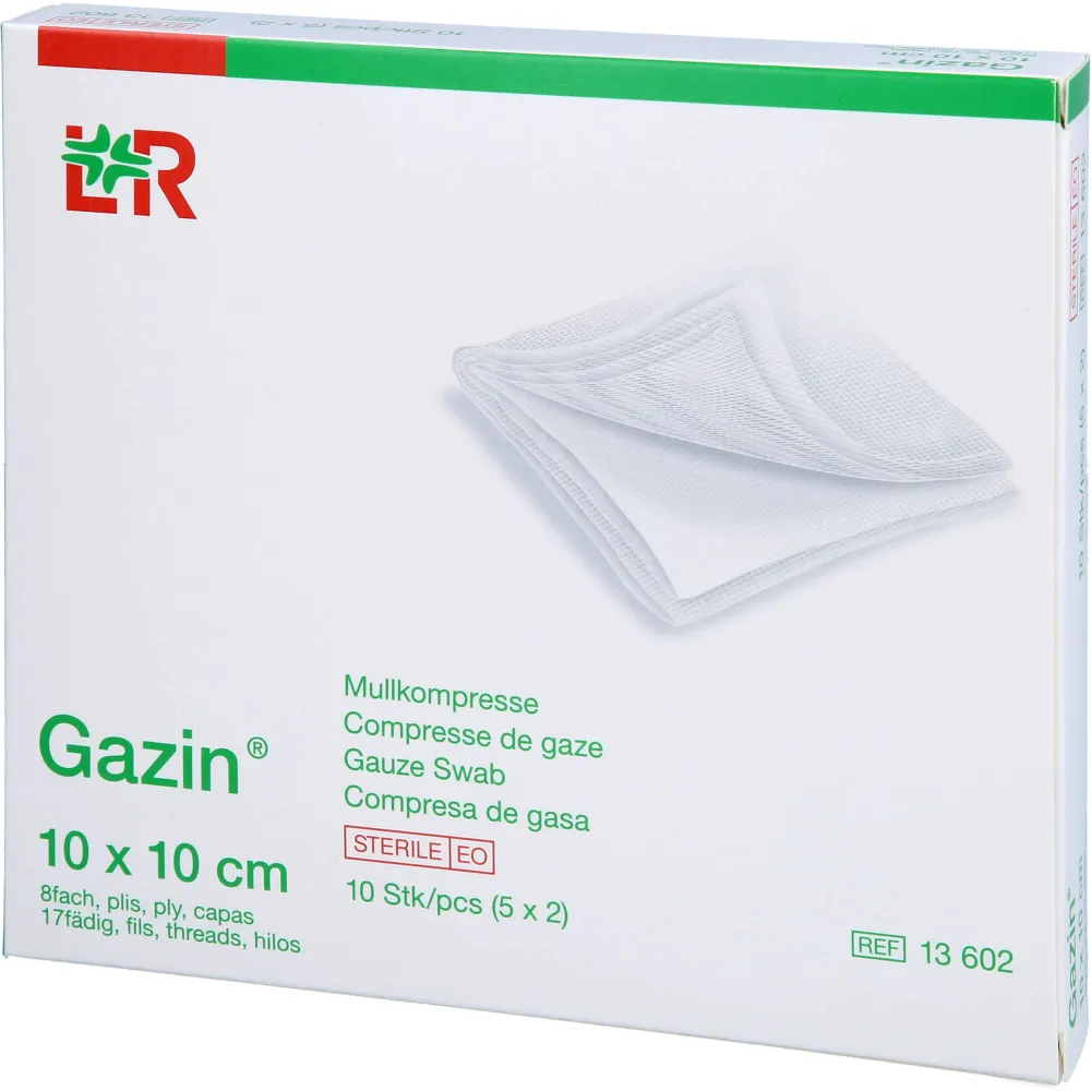 Gazin Mullkomp.10x10 cm steril 8fach 10 St