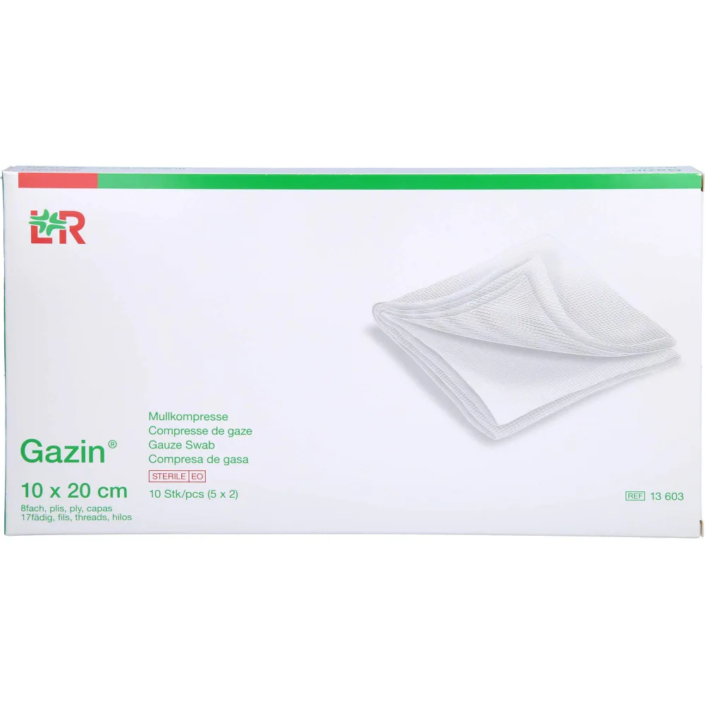 Gazin Mullkomp.10x20 cm steril 8fach 10 St