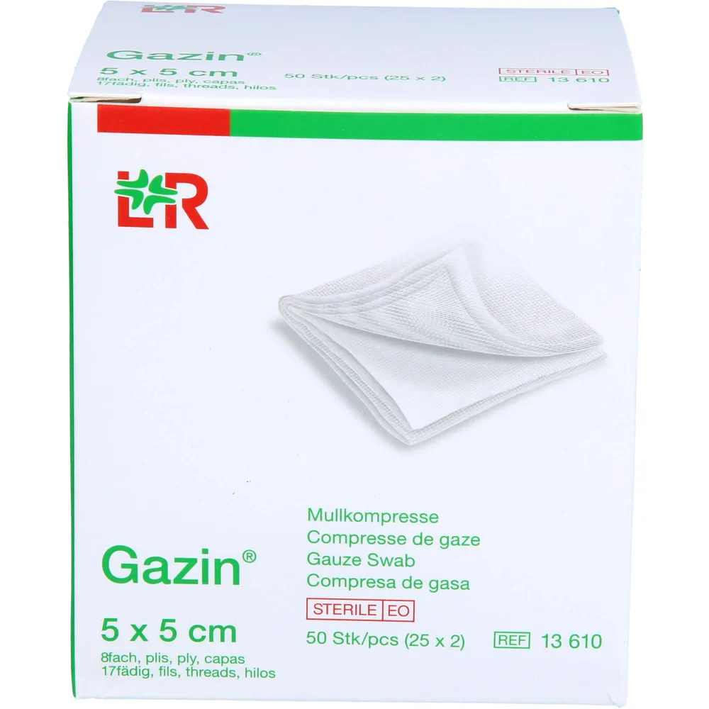Gazin Mullkomp.5x5 cm steril 8fach 50 St