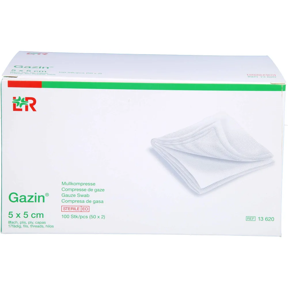 Gazin Mullkomp.5x5 cm steril 8fach 100 St
