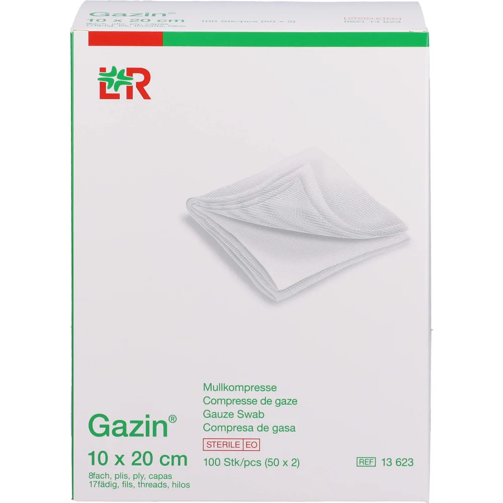 Gazin Mullkomp.10x20 cm steril 8fach 100 St