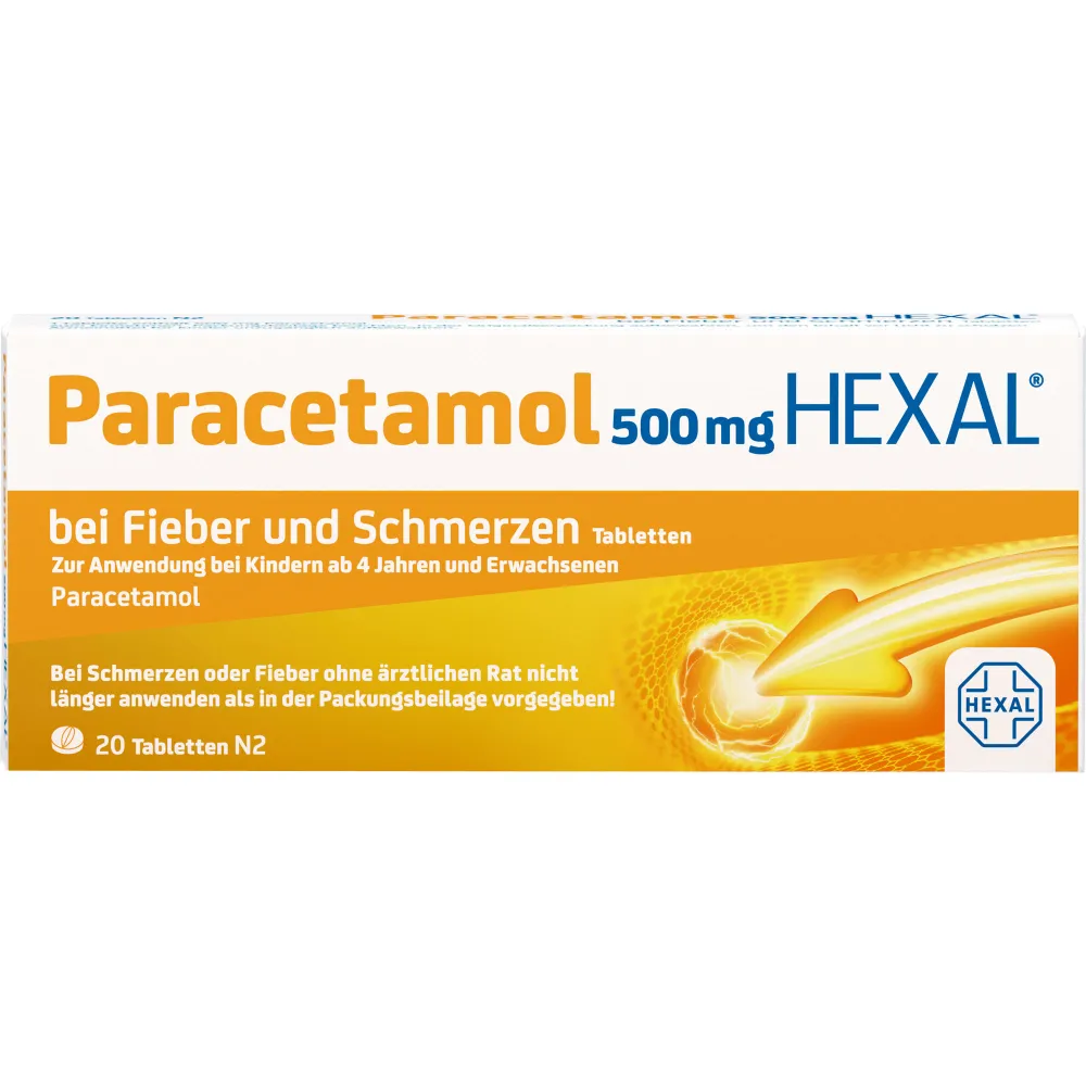 Paracetamol 500 mg Hexal b.Fieber u.Schmerzen Tab. 20 St