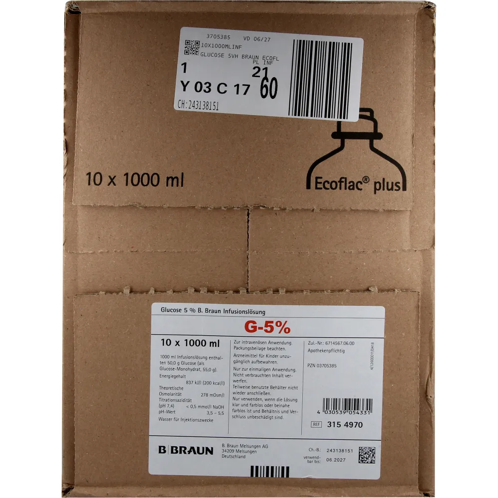 Glucose 5% B.Braun Ecoflac Plus Infusionslösung 10000 ml