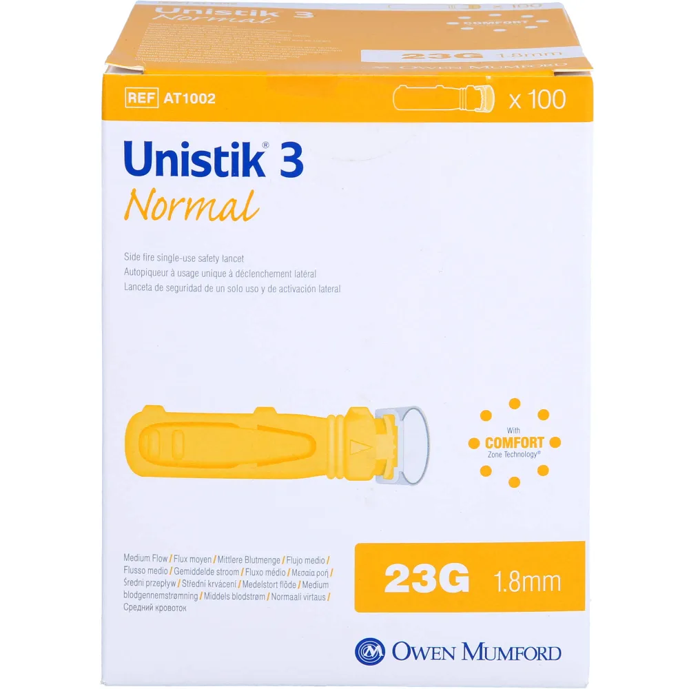 Unistik 3 Normal 1,8 mm Eindr.Tiefe Stechhilfe 100 St