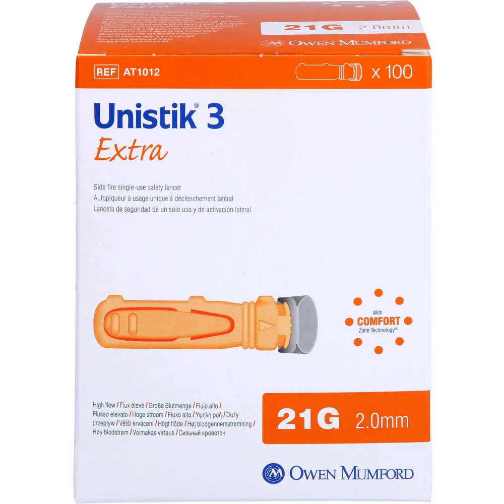 Unistik 3 Extra Eindr.Tiefe 2,0 mm Stechhilfe 100 St