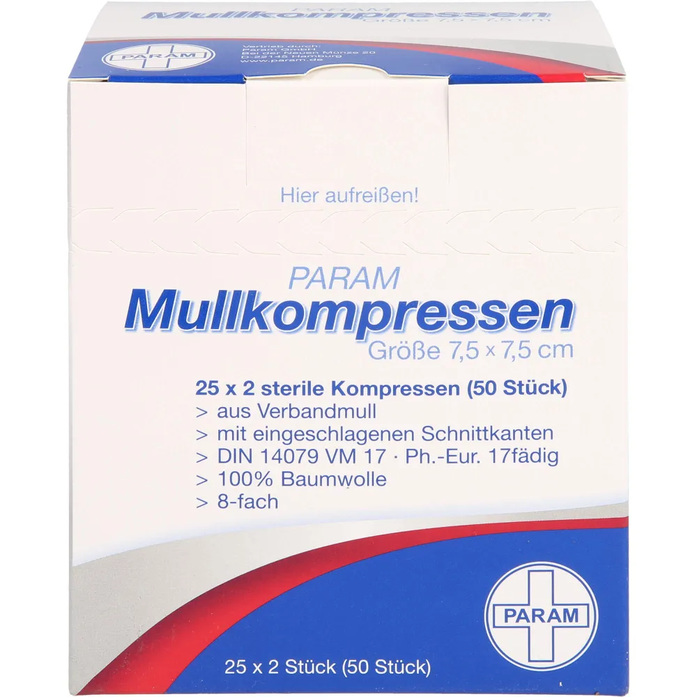 Mullkompressen 7,5x7,5 cm steril 8fach 50 St