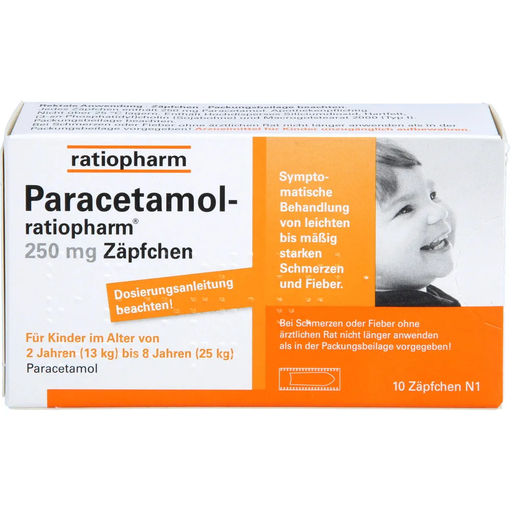 Paracetamol-ratiopharm 250 mg Zäpfchen 10 St