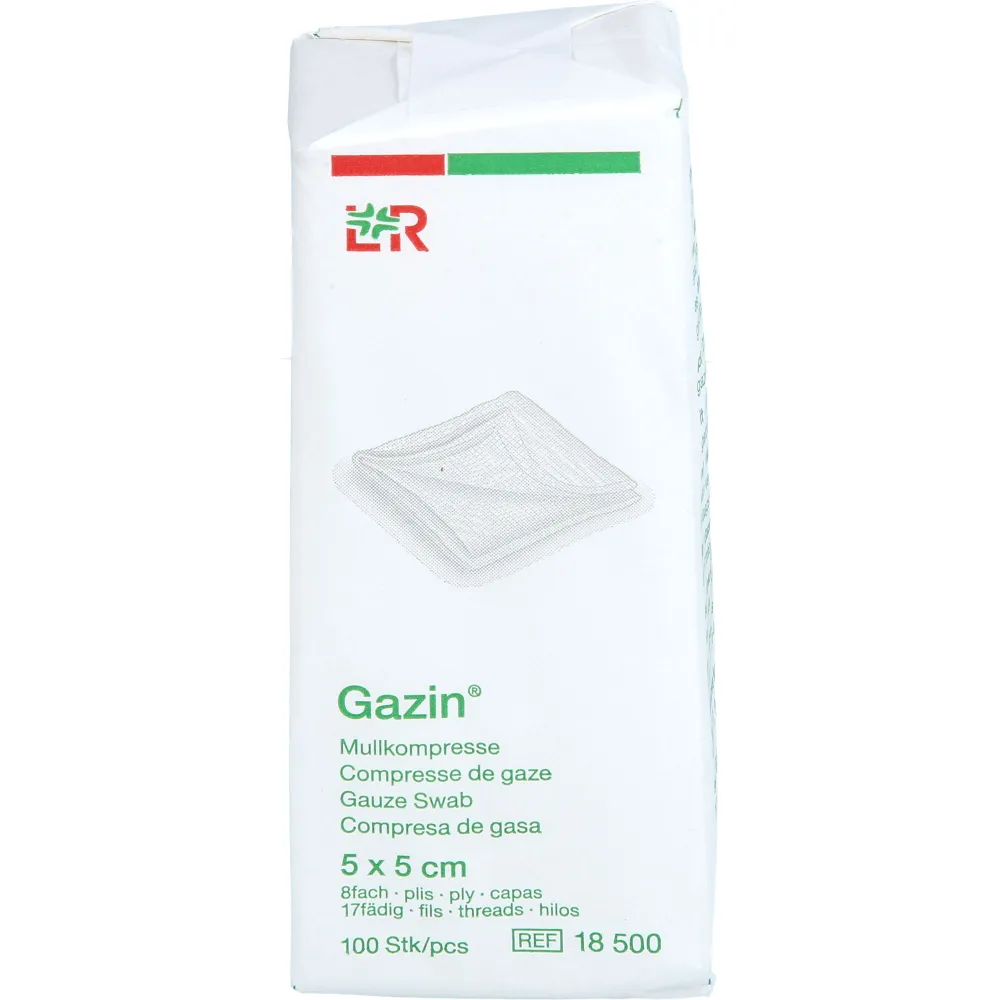 Gazin Mullkomp.5x5 cm unsteril 8fach Op 100 St