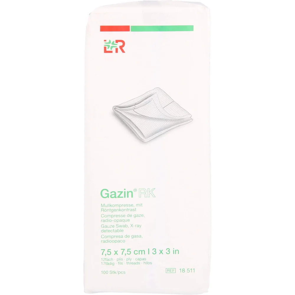Gazin Mullkomp.7,5x7,5 cm unsteril 12fach Rk 100 St
