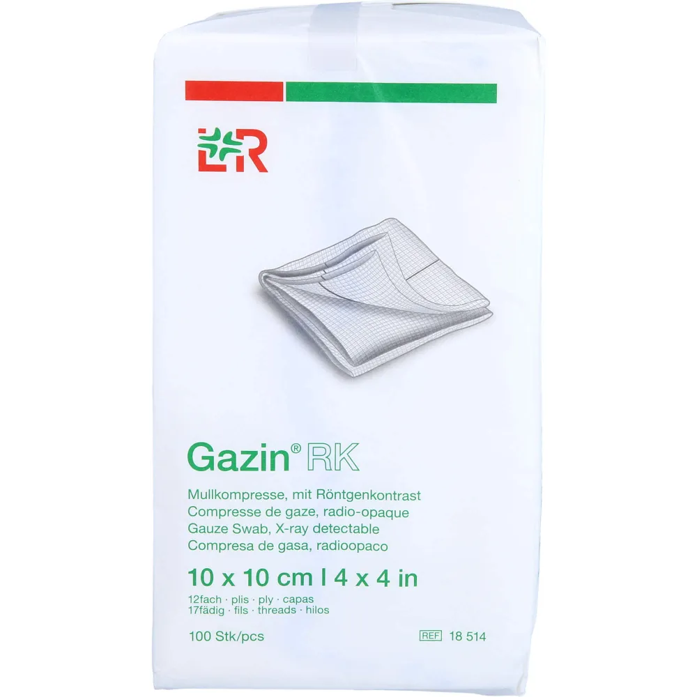 Gazin Mullkomp.10x10 cm unsteril 12fach Rk 100 St