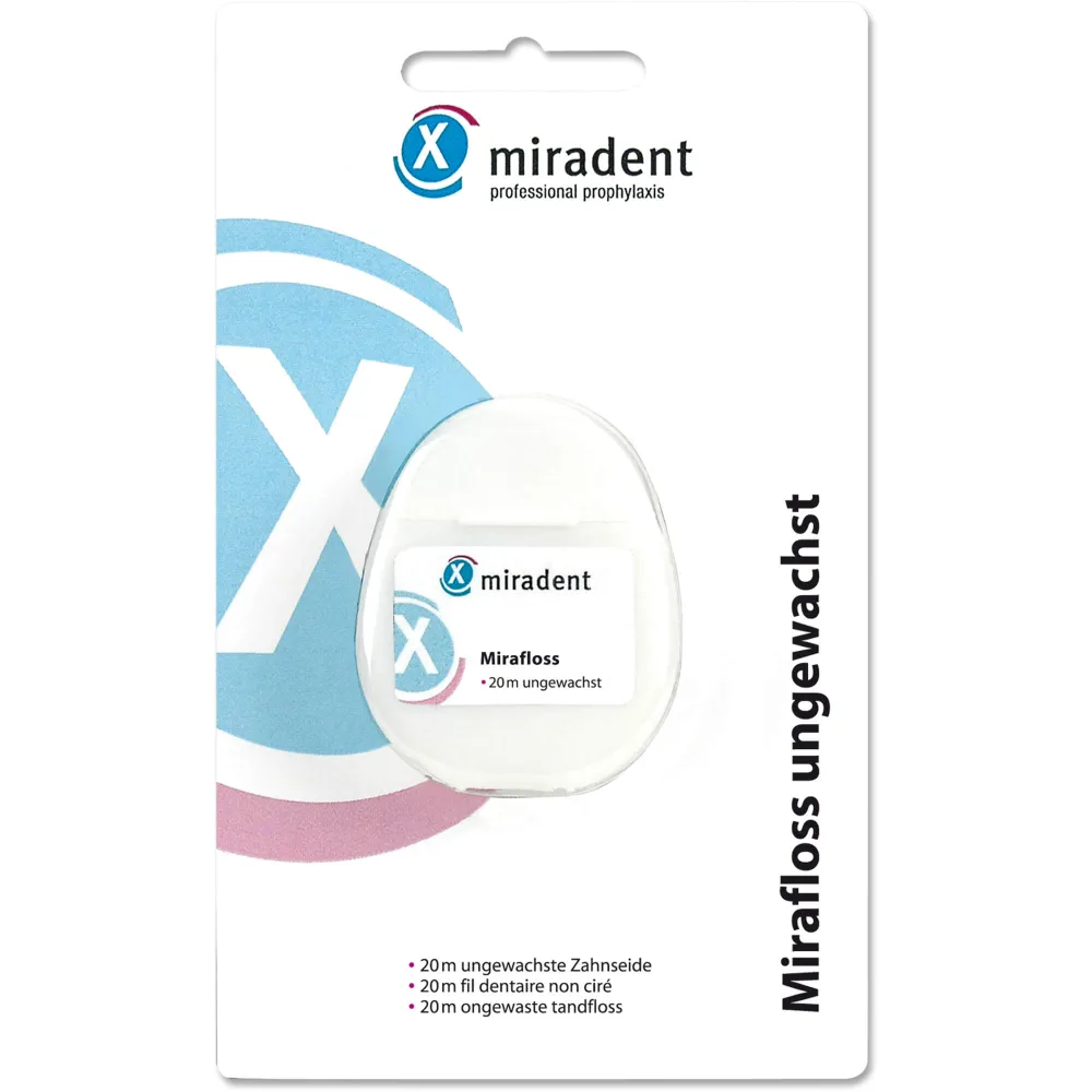 Miradent Zahnseide Mirafloss ungewachst 20 m 1 St
