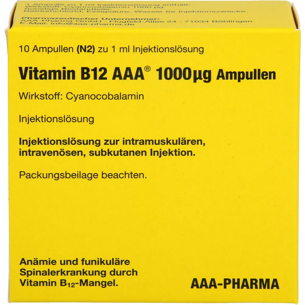 Vitamin B12 Aaa 1000 µg Ampullen Injektionslsg. 10 ml