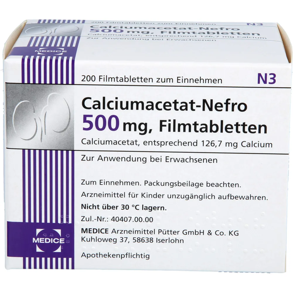 Calciumacetat Nefro 500 mg Filmtabletten 200 St