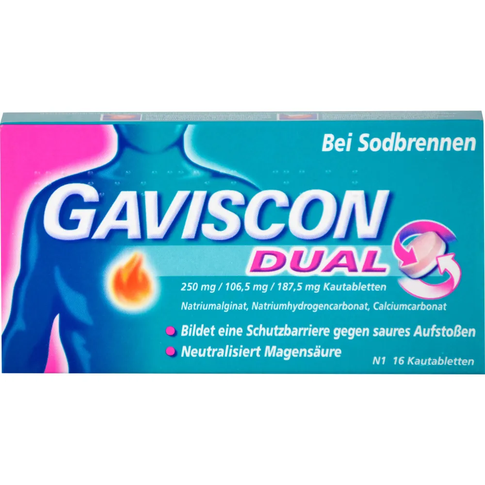 Gaviscon Dual 250mg/106,5mg/187,5mg Kautabletten 16 St