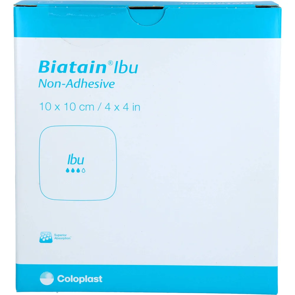 Biatain Ibu Schaumverband 10x10 cm nicht haftend 5 St