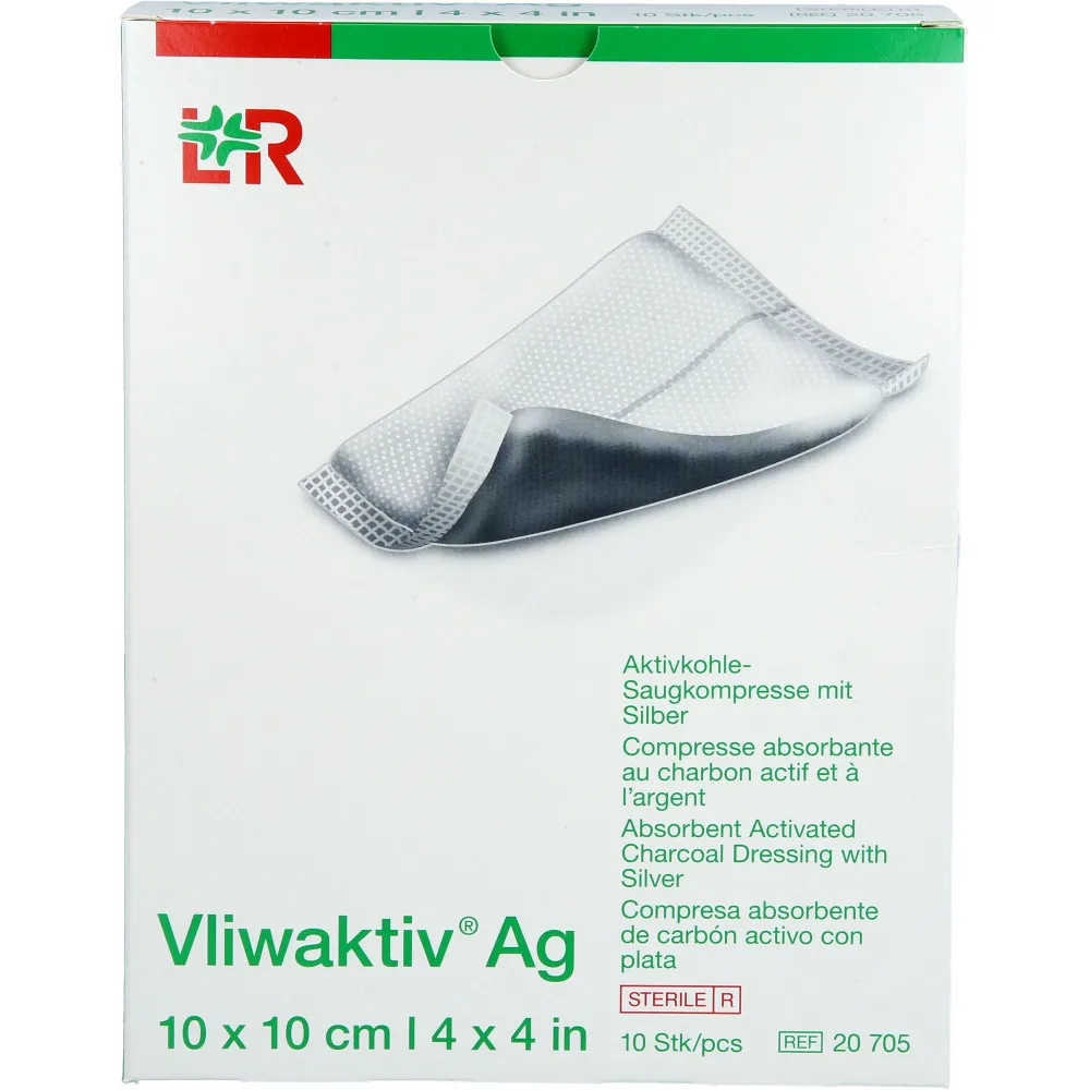 Vliwaktiv Ag Aktivkohle Saugkomp.m.Silber 10x10 cm 10 St