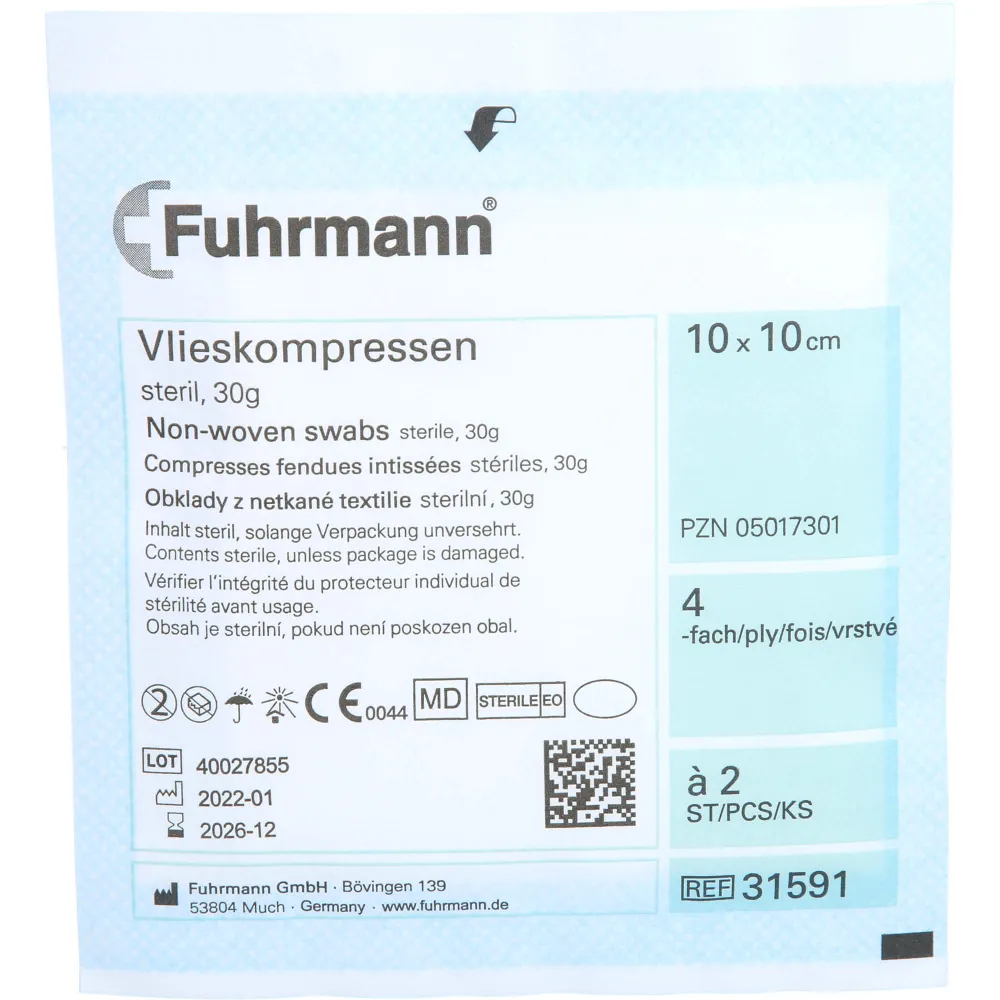 Vlieskompressen steril 10x10 cm 4fach 100 St