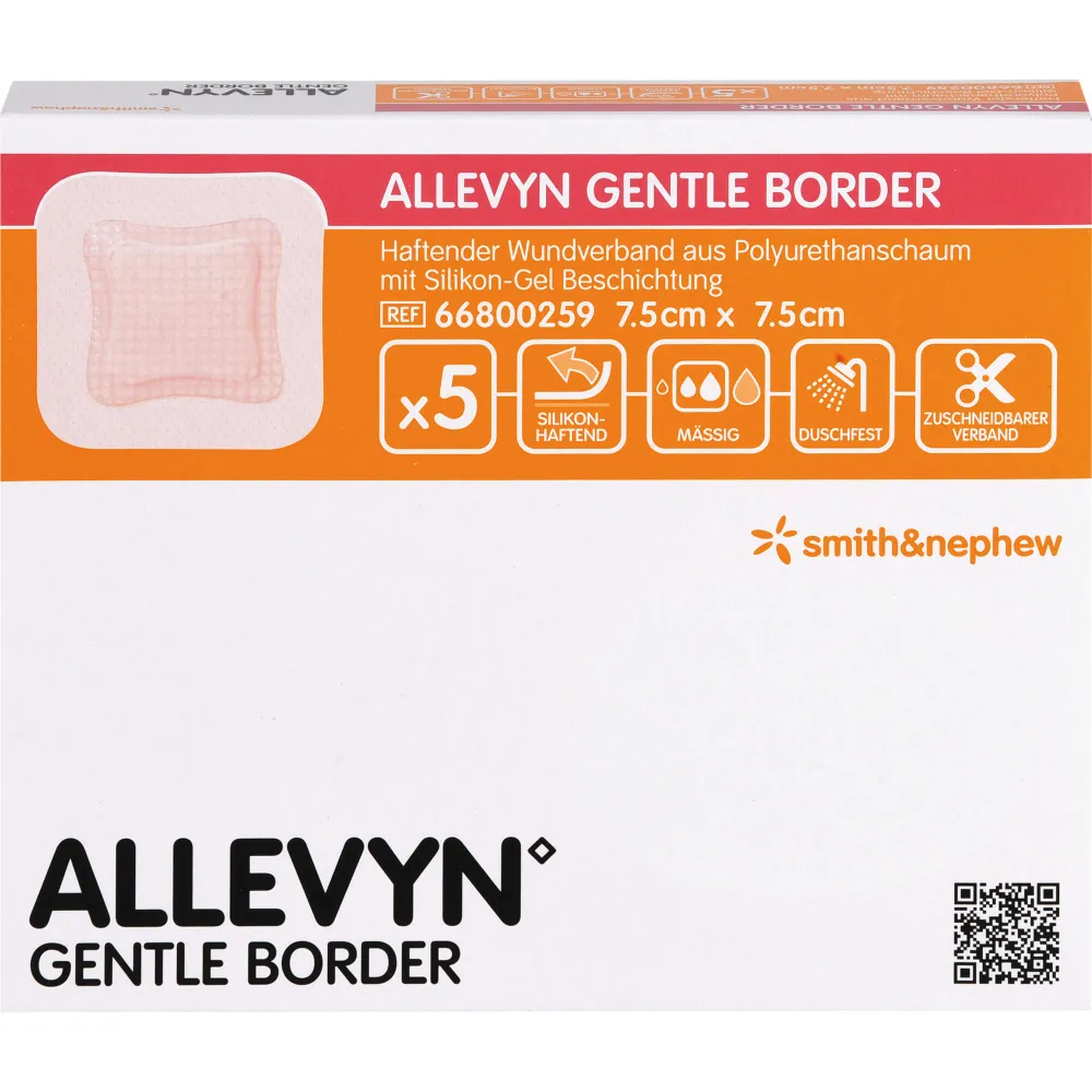 Allevyn Gentle Border 7,5x7,5 cm Schaumverb. 5 St