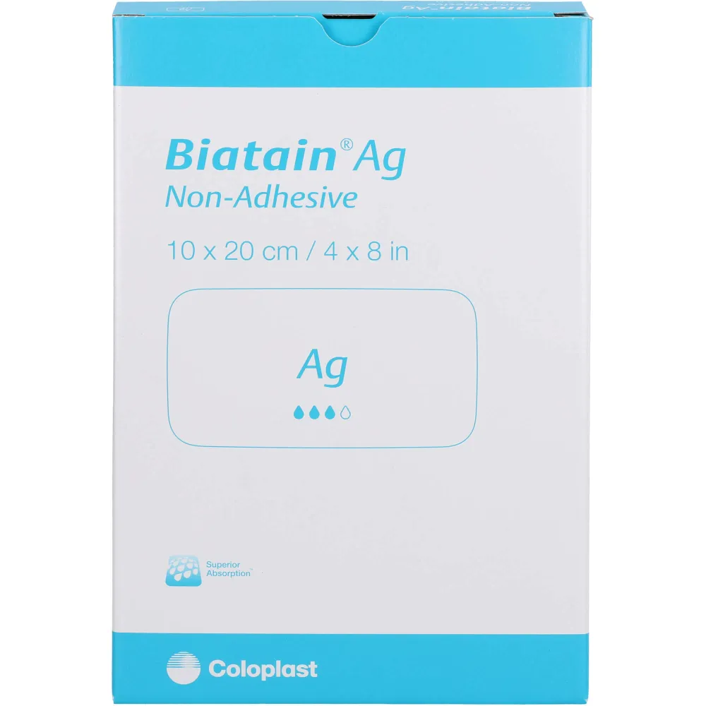 Biatain Ag Schaumverband 10x20 cm nicht haftend 5 St