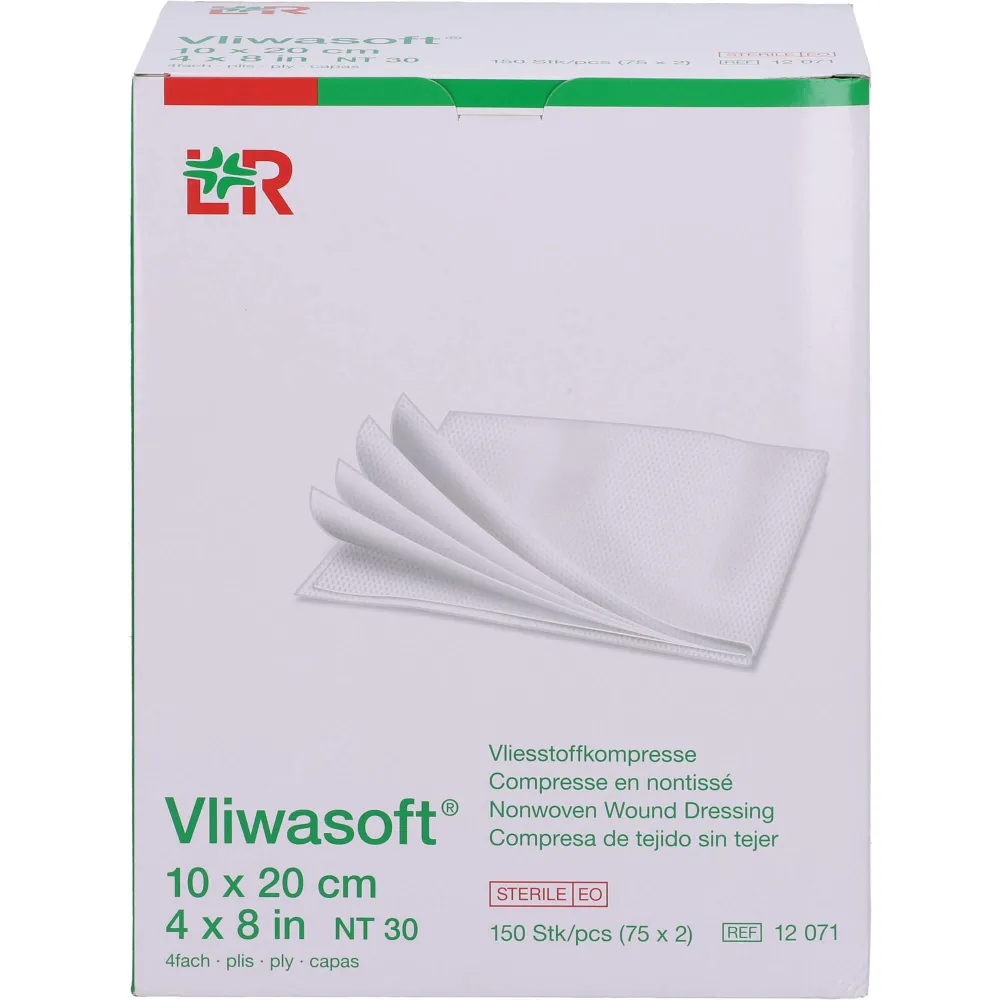 Vliwasoft Vlieskompressen steril 10x20 cm 4l. 150 St