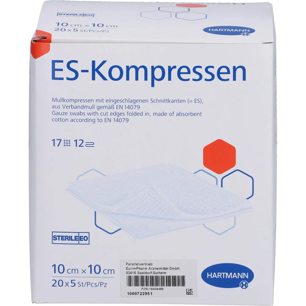 Es-Kompressen steril 10x10 cm 12fach Großpackung 100 St