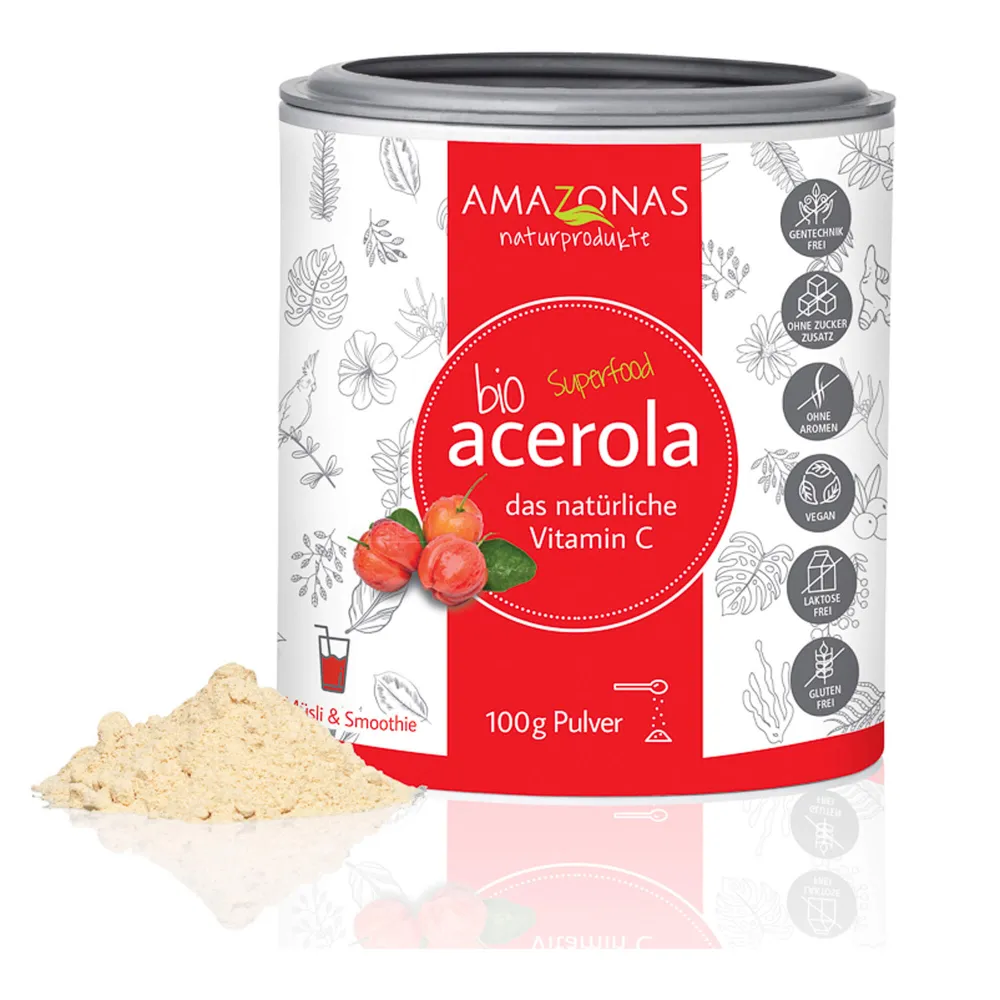 Acerola 100% Bio Pur natürliches Vit.C Pulver 100 g