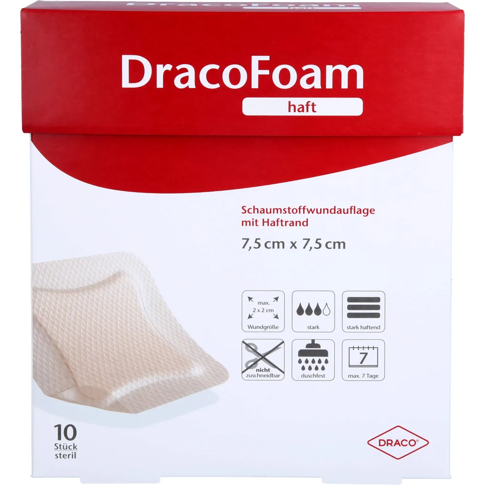 Dracofoam Haft Schaumstoff Wundaufl.7,5x7,5 cm 10 St