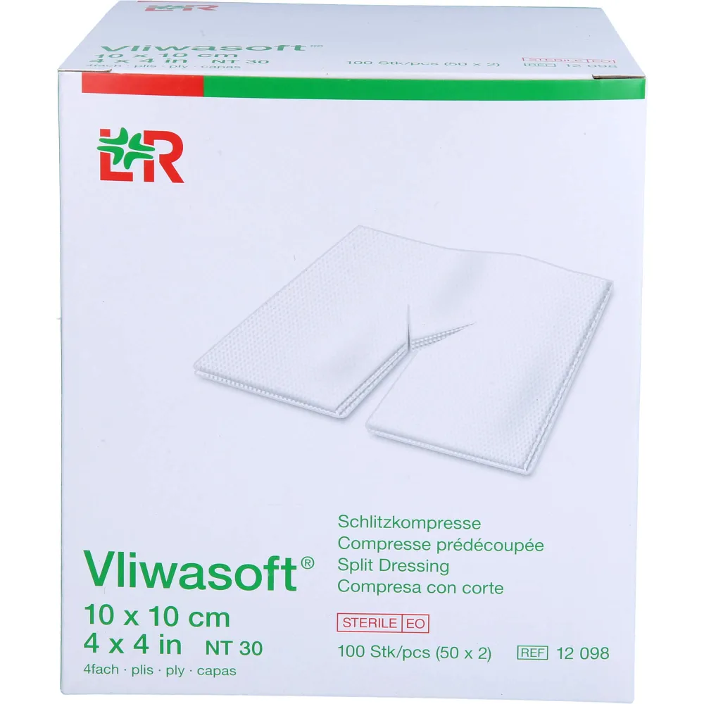 Vliwasoft Schlitzkompressen 10x10 cm steril 4lagig 100 St