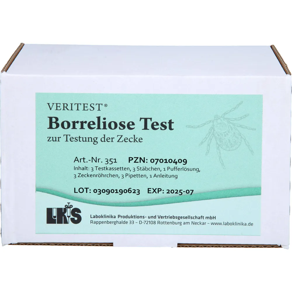 Borreliose Test zur Testung der Zecke Testkarte 3 St