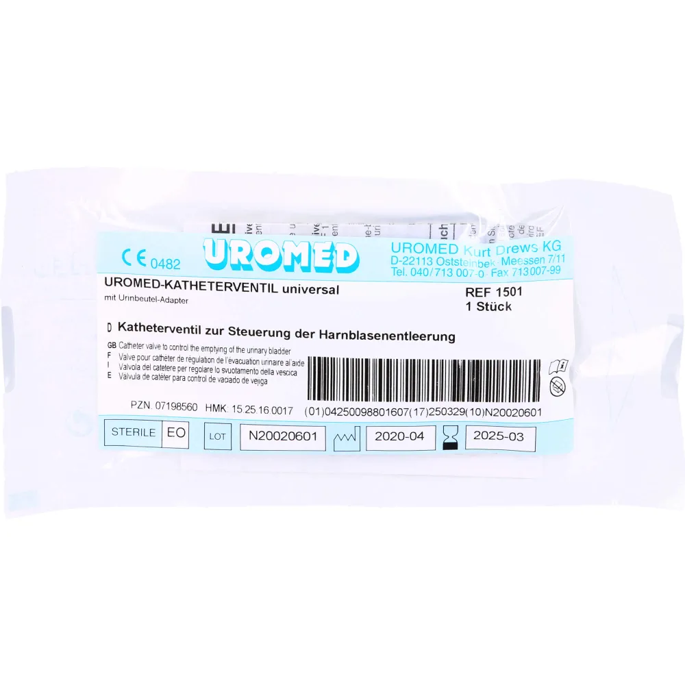 Uromed Katheterventil m.Adapter f.Btl.1501 1 St