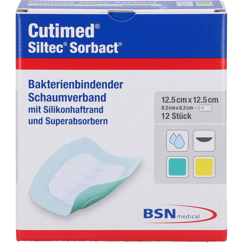 Cutimed Siltec Sorbact B Pu-Verb.12,5x12,5cm 12 St
