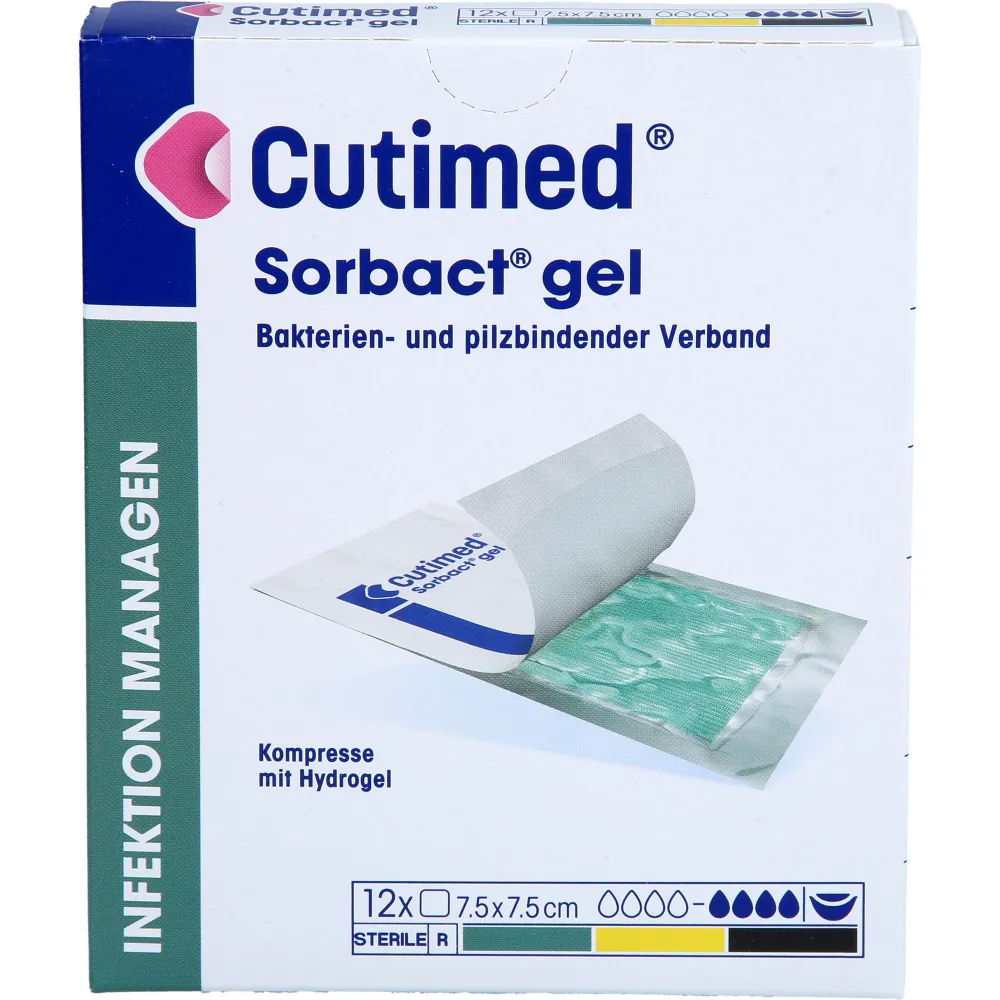 Cutimed Sorbact Gel Kompressen 7,5x7,5 cm 12 St